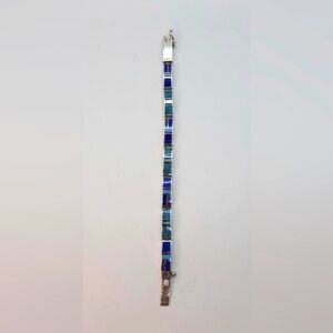 Tim Charlie Multi Gemstone Inlay Navajo Bracelet